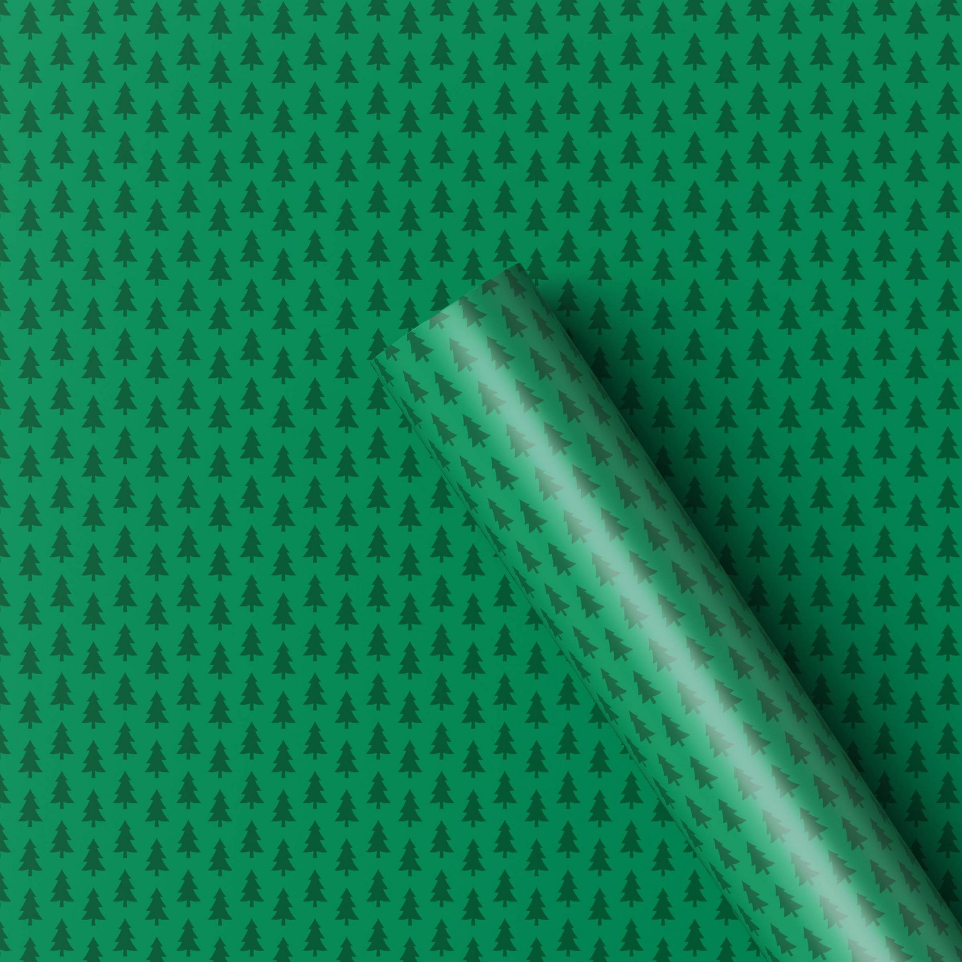 40" 220 sq ft Christmas Roll Wrap Green Trees on Green - Wondershop™