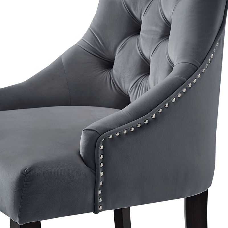 Set of 2 Lawler Velvet Button Tufted Dining Chair Dark Gray - Inspire Q, 4 of 6