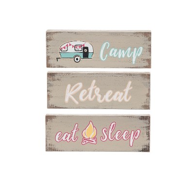 Beachcombers Set Of Camp Stackable Accents Blocks Table Sign Outdoor Camping 8.5 x 1 x 3 Inches.