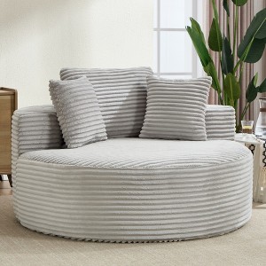 Round Memory Foam Sofa Bed with Sectional Design, Cloud Couch Comfort, and Three Pillows - 1 of 4