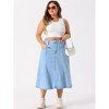 Agnes Orinda Women's Plus Size Vintage High Waist with Pocket Casual A-Line Midi Denim Jean Skirts - 3 of 4