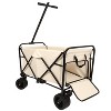 FURNIinspire Wheelbarrows And Lawn Carts Folding Wagon, Garden Cart Yard Cart, Utility Cart Wagon For Camping, Beige, 49.2"*20.07"*22" - 4 of 4