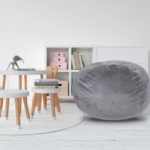 Vynxaria Minky Velvet Bean Bag ChairGrey-5ft Plush Floor Chair - 1 of 4