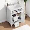 24" Bathroom Vanity with Sink, Freestanding White Cabinet with Flip Drawer, Solid Wood Frame, Adjustable Shelf & Ceramic Top - 2 of 4