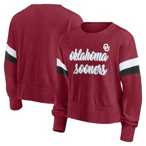 NCAA Oklahoma Sooners Women's Crew Neck Fleece Sweatshirt - 1 of 3