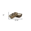HomeRoots Set of Two Brown Wood Indoor Outdoor Tray With Handles - 3 of 4