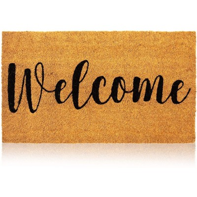 Stars Long Entryway Natural Coir Door Mat 17x60 - Welcome Front Doormat  Non Slip Rug For Home Indoor Outdoor Entrance : Target