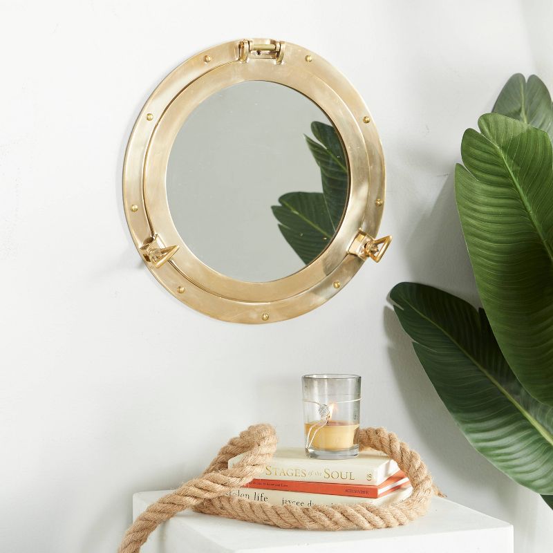 Brass Sail Boat Wall Mirror with Port Hole Detailing Gold- Novogratz, 1 of 7