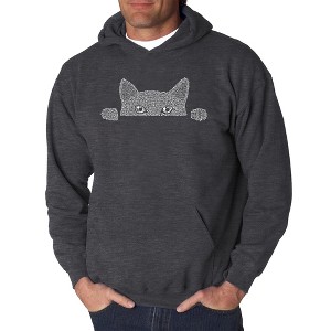 LA Pop Art Men's Word Art Hooded Sweatshirt - Peeking Cat - 1 of 4