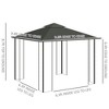 Outsunny 10' x 10' Metal Patio Gazebo, Double Roof Outdoor Gazebo Canopy Shelter with Tree Motifs Corner Frame and Netting, for Garden, Lawn - 3 of 4