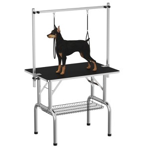 Professional Dog Pet Grooming TableAdjustable with Overhead Arm, Two Grooming Noose Mesh Tray - 1 of 4