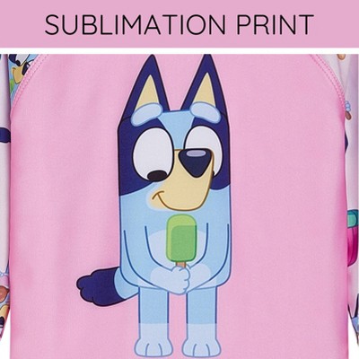 Bluey Little Girls UPF 50+ Rash Guard and Bikini Bottom Pink 5-6 — фото 6