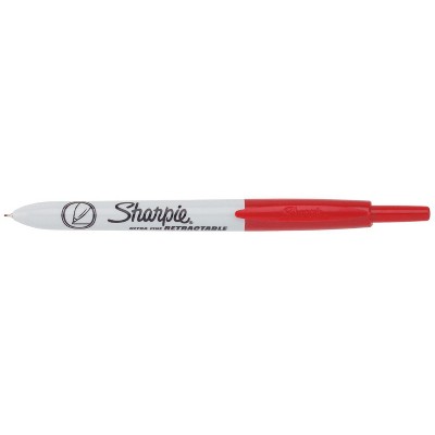 Sharpie Retractable Permanent Marker, Ultra Fine Tip, Red, pk of 12