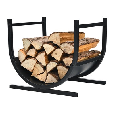 Tangkula 17"U-Shaped Firewood Rack Heavy-Duty Iron Log Rack with Stable Base for Indoor&Outdoor Wood Stacker Storage Organizer