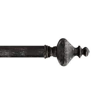 Hastings Home 1 Inch Curtain Rod with Finials (Black)