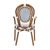 Merrick Lane Celia Set of Four Stacking Thonet Bistro Style Chair with Arms, PE Rattan Seat, and Metal Frame for Indoor/Outdoor Use - 3 of 4