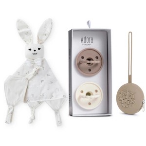 La’dore Bunny Snuggle Set With 2 Pacifiers, and a Silicone Pacifier Case BPA-Free– Soft Baby Essentials for Soothing and On-the-Go Comfort - 1 of 4