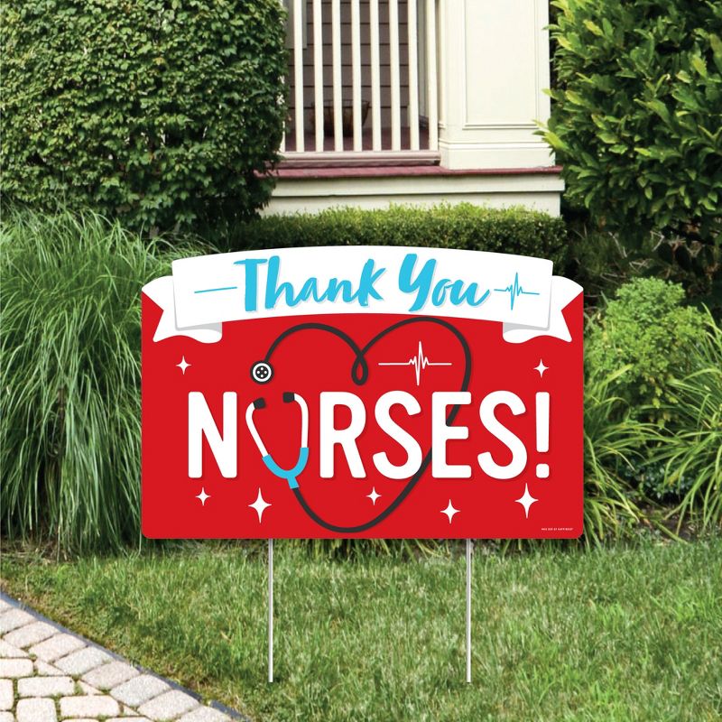 Big Dot of Happiness Thank You Nurses - Nurse Appreciation Week Yard Sign Lawn Decorations - Party Yardy Sign, 1 of 9