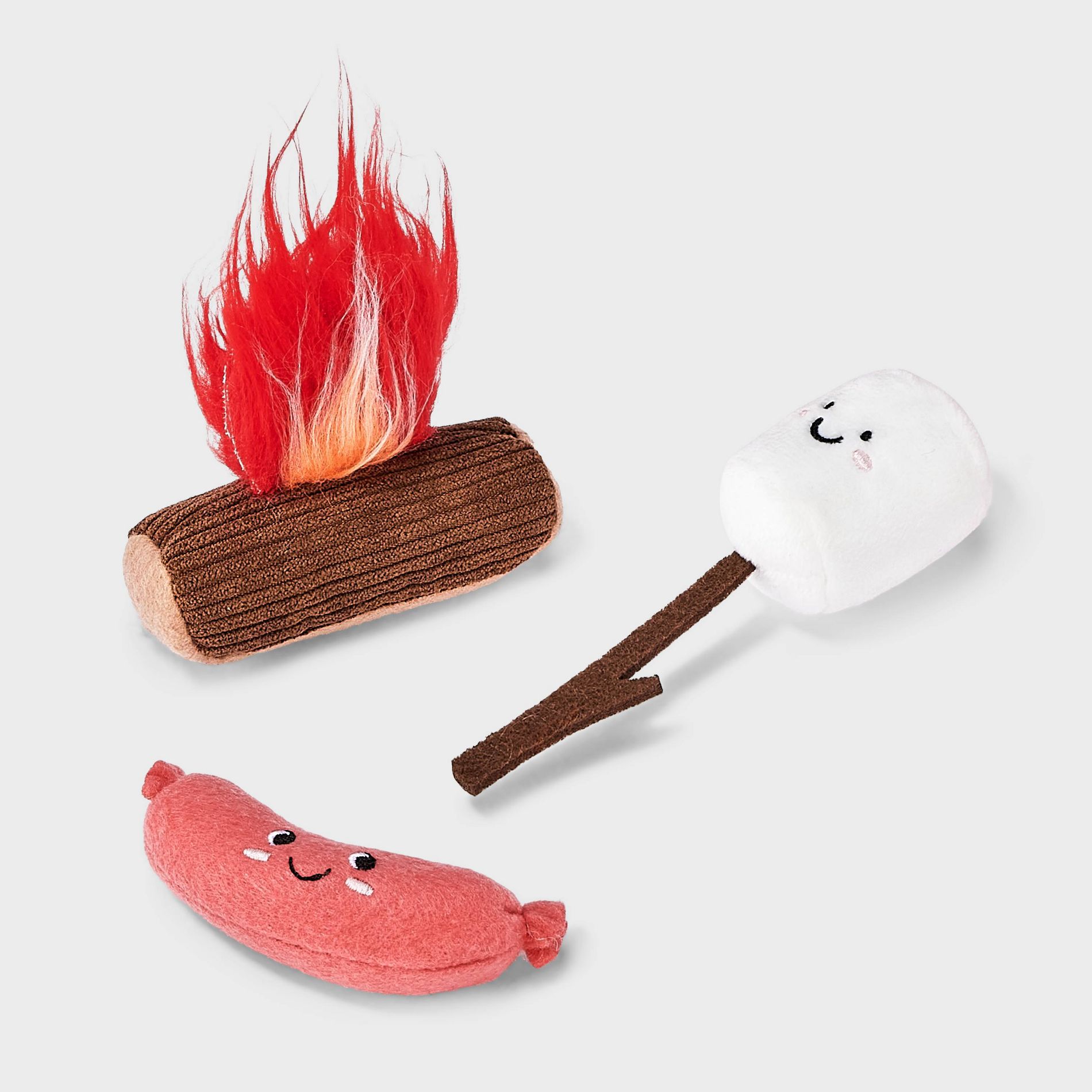 Campfire Hot Dog Cat Marshmallow Plush Toy Set - 3pk - Boots & Barkley™