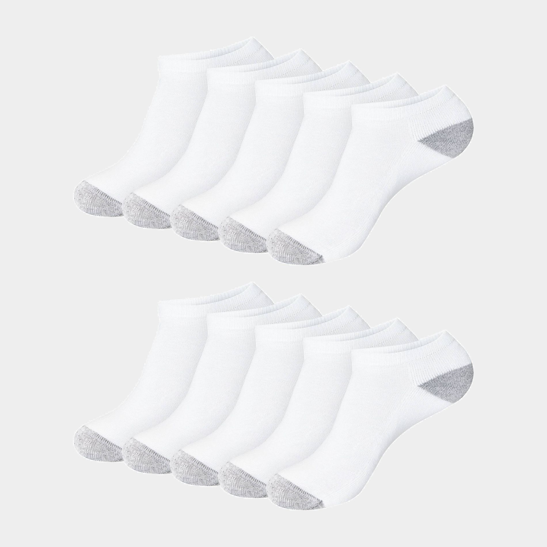 Hanes Women's Extended Size Cushioned 10pk Low Cut Socks - White 8-12: Midweight Knit, Reinforced Heel & Toe