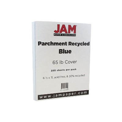 JAM Paper Parchment 65 lb. Cardstock Paper 8.5" x 11" Blue 250 Sheets/Ream (96700000B)