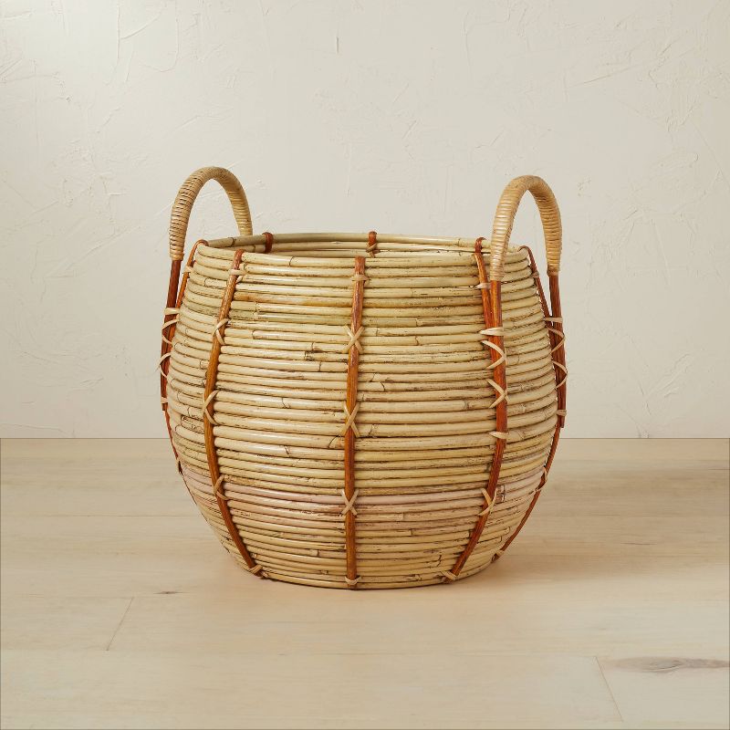 14&#34; x 13&#34; Round Rattan Basket with Handle Natural - Opalhouse&#8482; designed with Jungalow&#8482;, 1 of 8