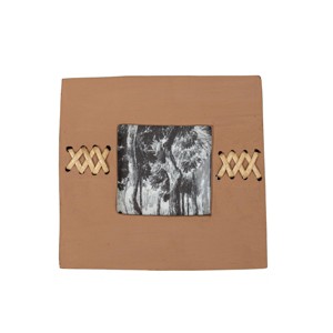 4X4 Inch Orange Terracotta Picture Frame with Cane & Glass by Foreside Home & Garden - 1 of 4