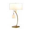 Ore International 28.5" Contemporary Arc with Hanging Pendulum Metal Table Lamp Gold : Dual Socket, Linen Shade - 3 of 4