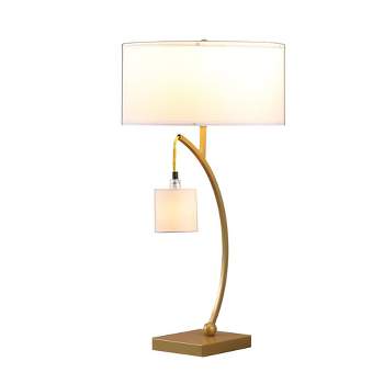28.5" Contemporary Arc with Hanging Pendulum Metal Table Lamp Gold - Ore International