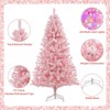 6Ft Pre-Lit Pink Artificial Christmas Tree, Prelighted Full Holiday Xmas Tree with 250 Multi Color Led Lights - 3 of 4