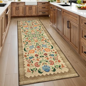 Washable Rugs for Living Room, Non Slip Floral Area Rug - 1 of 4