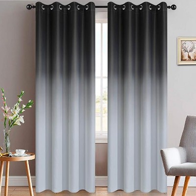 Yakamok Gradient Color Ombre Curtains ( Black 52x96 Inch, Set of 2)