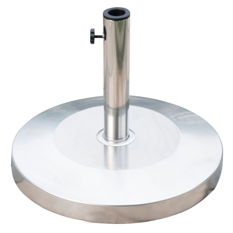 Outsunny 55lb Round Stainless Steel Outdoor Patio Umbrella Stand Base with Heavy Cement Bottom & Mirror Finish, 4 of 9