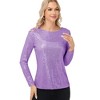 Anna-Kaci Women's Long Sleeve Sequin Top with Crew Neck and Fitted Silhouette - 3 of 4