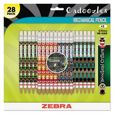 Zebra Cadoozles Mechanical Pencil Refillable #2 Assorted Barrels 0.7 mm 28/Pack 51628