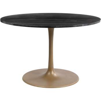 47.2" Lynnette Round Marble Dining Table Black - ZM Home