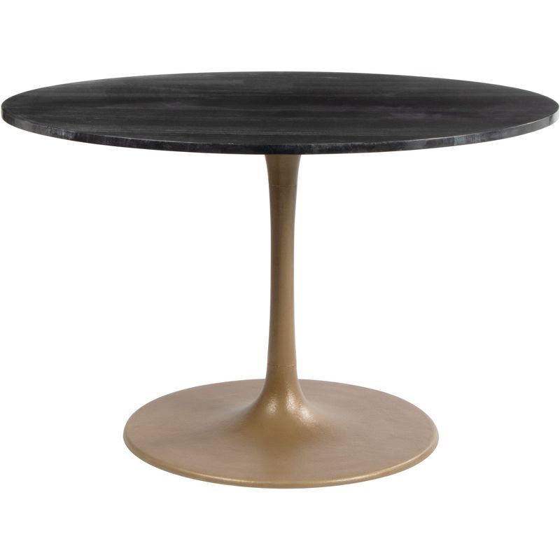47.2&#34; Lynnette Round Marble Dining Table Black - ZM Home, 1 of 16