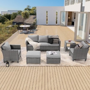 Sonkuki 6-Piece Patio Conversation Set with Side Table - 1 of 4