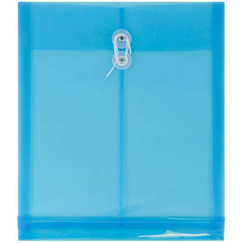 JAM Paper 9 3/4'' x 11 3/4'' 12pk Plastic Envelopes with Button and String Tie Closure, Letter Open End, 1 of 7