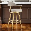 HomeRoots 26" Taupe and Gold Fabric and Stainless Steel Counter Height Swivel Bar Chair - 2 of 4