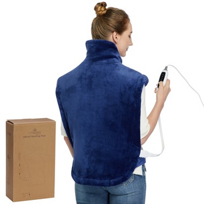 Large Heating Pad for Back, Neck & Shoulder, 22x33 Inch Washable Velvet Heated Pads with 4 Heat Levels & 2-H Auto Shut Off, for Home, Office, Blue