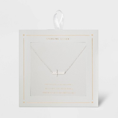 Sterling Silver Horizontal Cross Station Necklace - Silver : Target