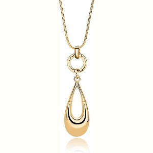 Long Layered Necklace for Women, Silver Chain with Waterdrop Y Pendant - 1 of 4