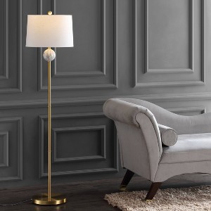 60" Metal/Resin Vaughn Modern Floor Lamp with Marble Accent & Silk Cord (Includes LED Light Bulb) - JONATHAN Y - 1 of 4