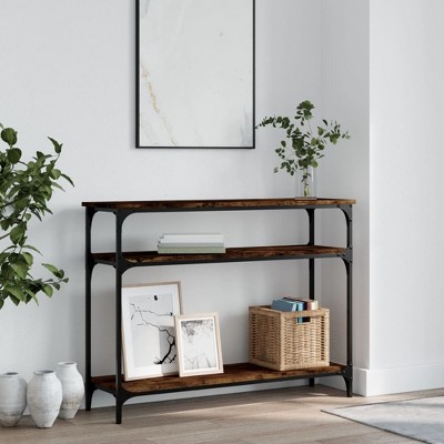 Clihome Modern Industrial Console Table with 2 Shelves,with Adjustable Leveling Feet for Entryway