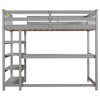 Okak 79.7IN Twin Size Loft Bed with L-Shape Desk, Twin Bed with Safety Guardrails and Storage Shelves, Loft Bed With Stairs for Bedroom - 3 of 4