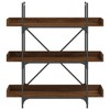 vidaXL 3-Tier Bookcase in Brown Oak - Engineered Wood Bookshelf with Metal Frame and Adjustable Feet - 4 of 4