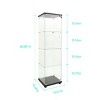 Syemin Decorative Storage Cabinets Glass Display Cabinet 4-Shelf, Curio Cabinets, Tempered Glass Floor Standing Bookshelf, Black, 15.67"*13.58"*65.87" - 3 of 4