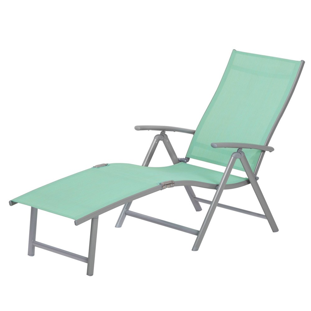 Outdoor Adjustable Aluminum Patio Folding Chaise Lounge Chair Green - Crestlive Products