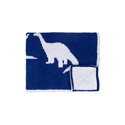 Image of Tadpoles Ultra Soft Reversible Chenille Baby Blanket - Dino Dark Blue | 30" x 40"
